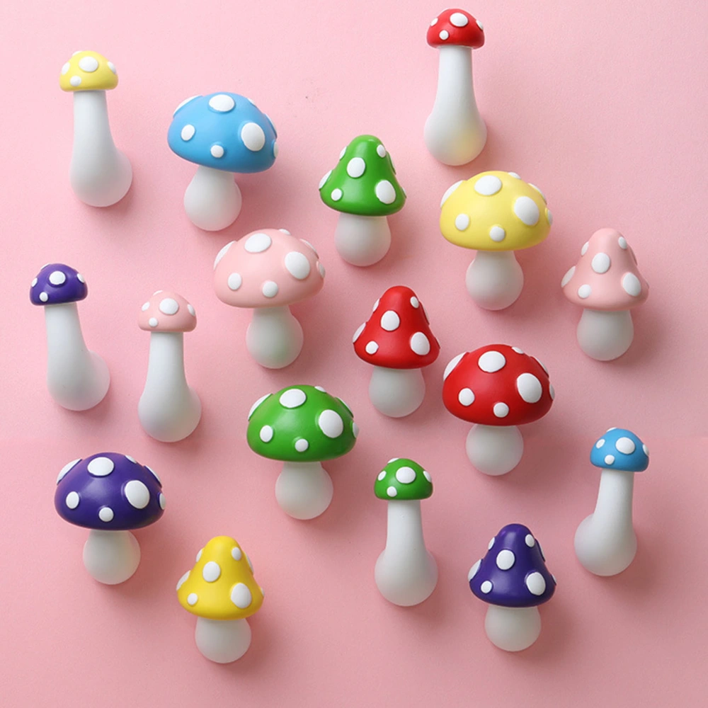 2Pcs Fridge Magnets No Drilling Required Lovely Attractive Three-dimensional 3D Design Decorate Synthetic Resin Cute Mushroom Refrigerator Stickers Household Supplies