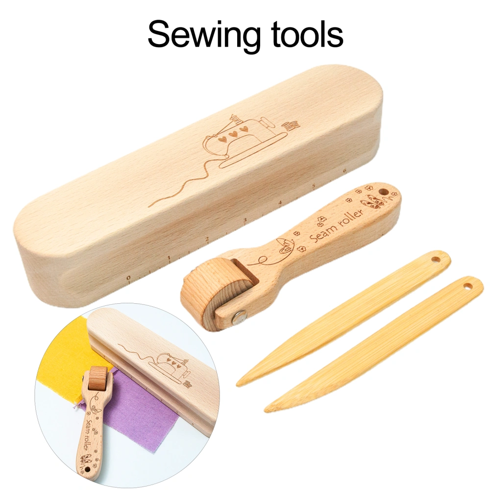 4Pcs/Set Wooden Seam Roller Press Quilting Tool Sewing Roller Pressing Wheel Wallpaper Roller Handmade Tool Sewing Decor