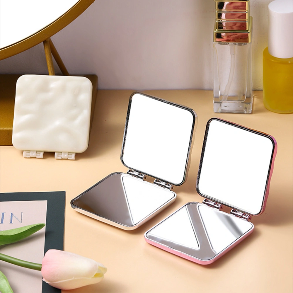 Makeup Mirror Foldable Clear Space-saving No Distortion Portable Double-sided Handheld Plated Desktop Stand-up Mini Mirror Trip Supply