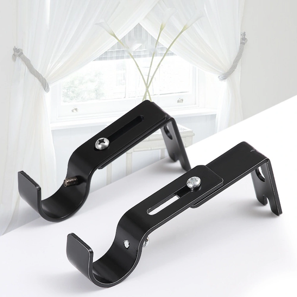 1 Set Curtain Rod Bracket Heavy Duty Adjustable Length Wrought Iron Window Drapes Pole Fixing Rack with Screws Home Use