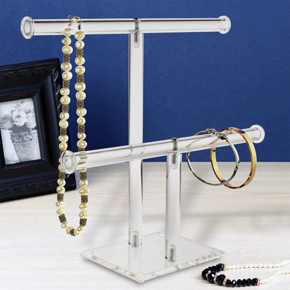 Jewelry Holder Strong Load Bearing Easy Access T-shaped Non-slip Base Fall-resistant Transparent Visible Jewelry Stand Store Supply