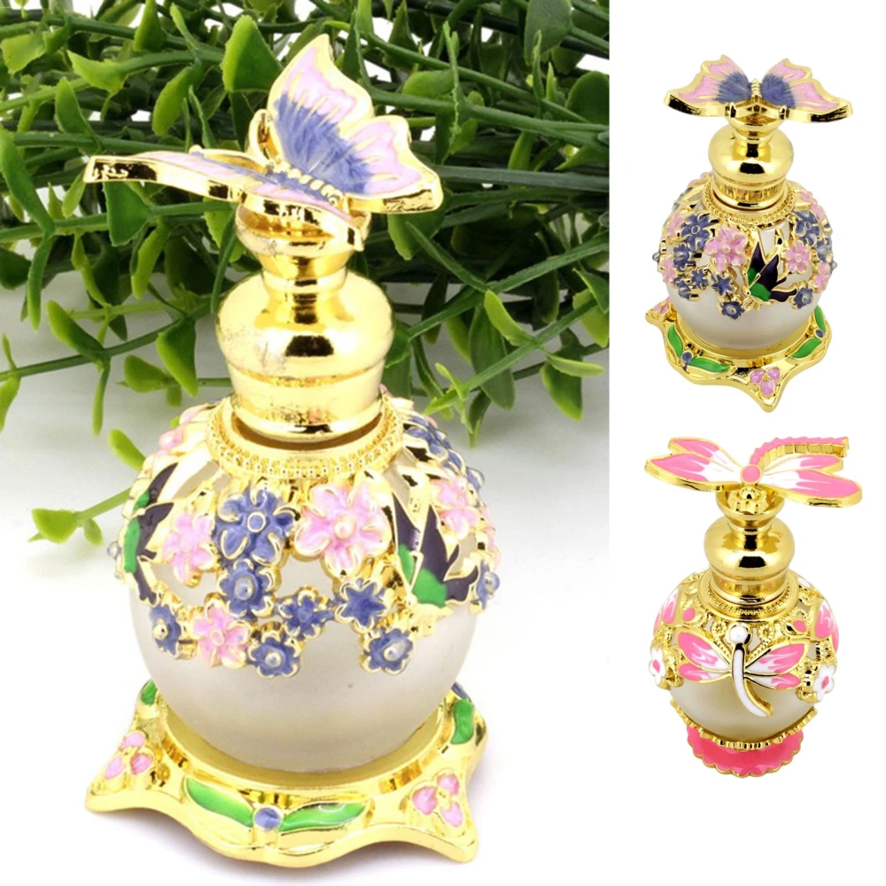 15ml Perfume Bottle Refillable Butterfly/Dragonfly Pattern Storage Liquid Light Luxury Arabian Style Dubai Perfume Empty Bottle Ornament Travel Supply