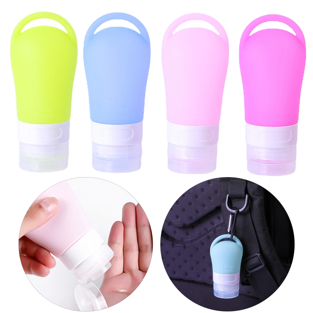 38/60/90ML Dispenser Bottle with Hanging Hole Good Sealing Empty Shampoo Conditioner Body Wash Container Portable Soft Silicone Travel Bottle Travel Container for Girls