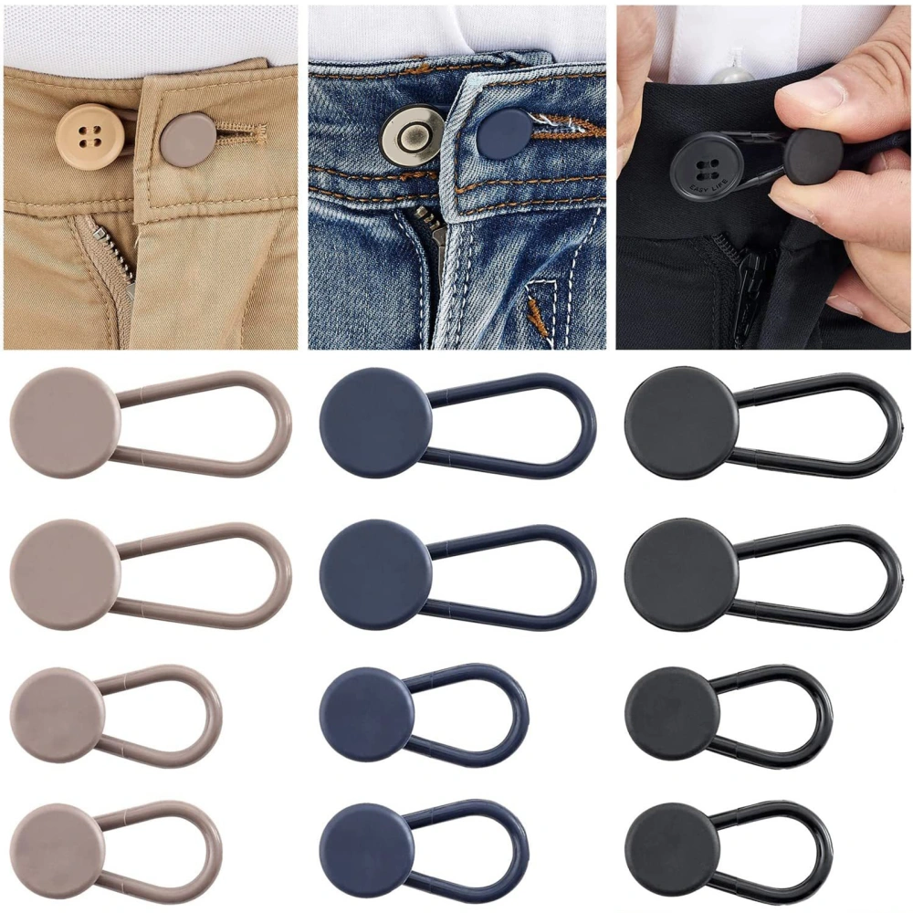 12Pcs Button Extender Strong Pulling Force Reusable Business Pants Waist Button Extending Strap for Daily Use