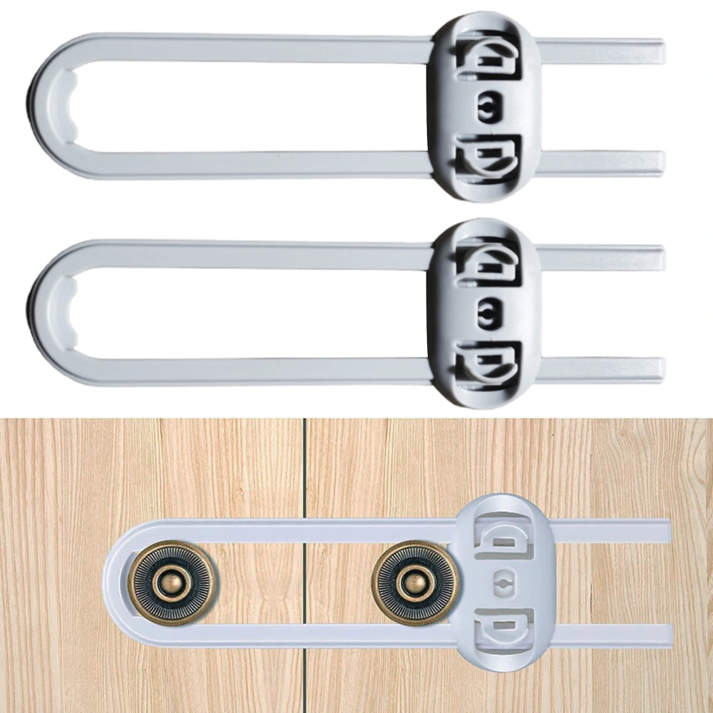 2Pcs Security Lock Easy Install Adjustable U-Shaped Child Safety Latches Baby Proofing Cabinet Locks 