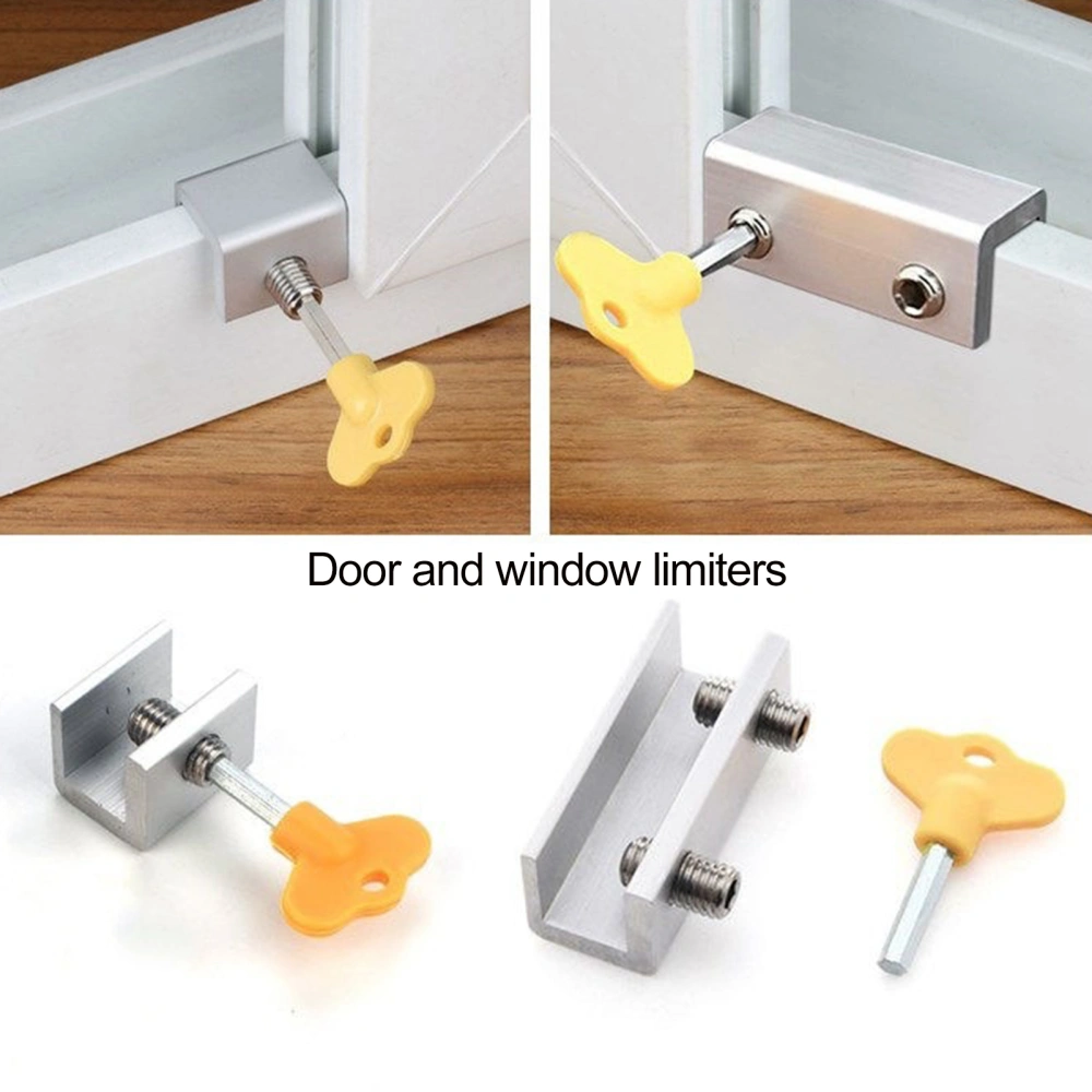 Door Limiter Anti-slip Handle Easy to Install Single/Double Buckle Sliding Window Stopper Safety Lock Home Supply