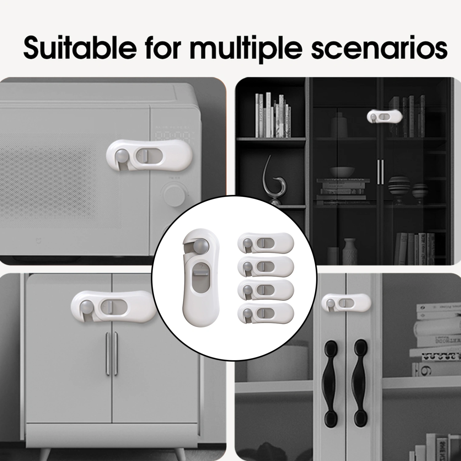 1 Set Baby Safety Lock Punch-free Self Adhesive Rotatable Baby Proofing Cabinet Refrigerator Safety Latch Home Supply