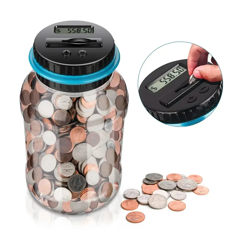 Digital Counting Money Jar: 800+ Coin Capacity, Kids Piggy Bank Powered By 2AAA Batteries(Not Included), Only Fits All US Coins