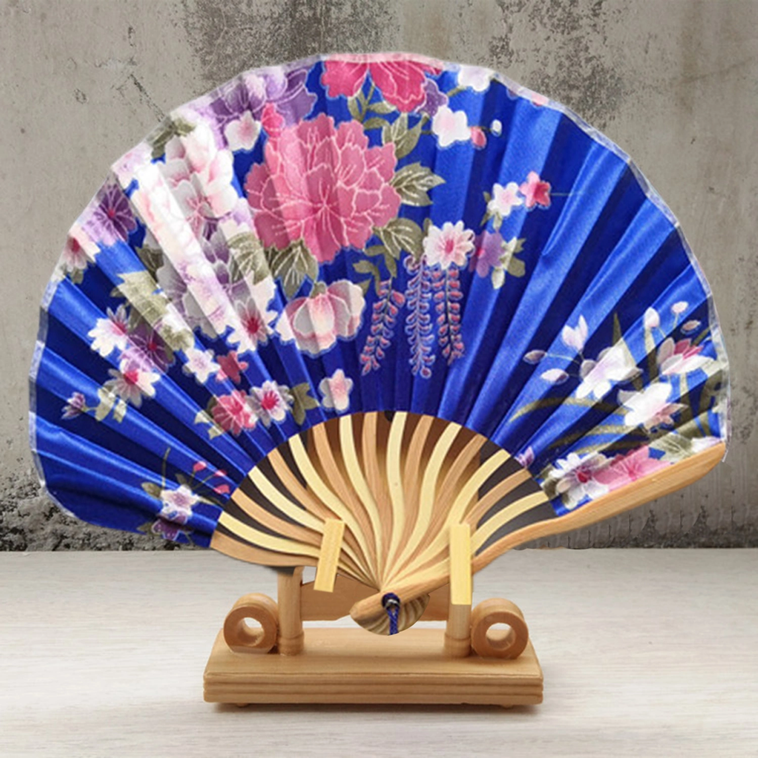 Shell Fan No Burr Non-breakable Festival Gift with Tassel Decorative Vintage Style Floral Print Kimono Japanese Style Hand Fan Home Supply