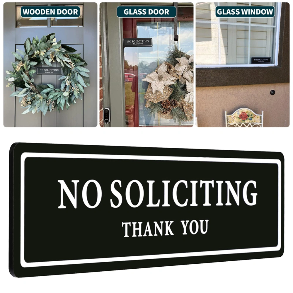 No Solicit Sign with Strong Adhesive Tape Clear Printing Refuse Soliciting House Business Store Sign Tag Office Supplies