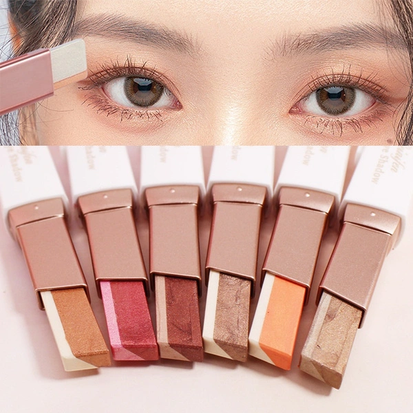 New Easy to Wear Velvet Double Color Matte Eye Shadow Stick 6 Shimmer Colors Luminous Eyeshadow Brand Makeup