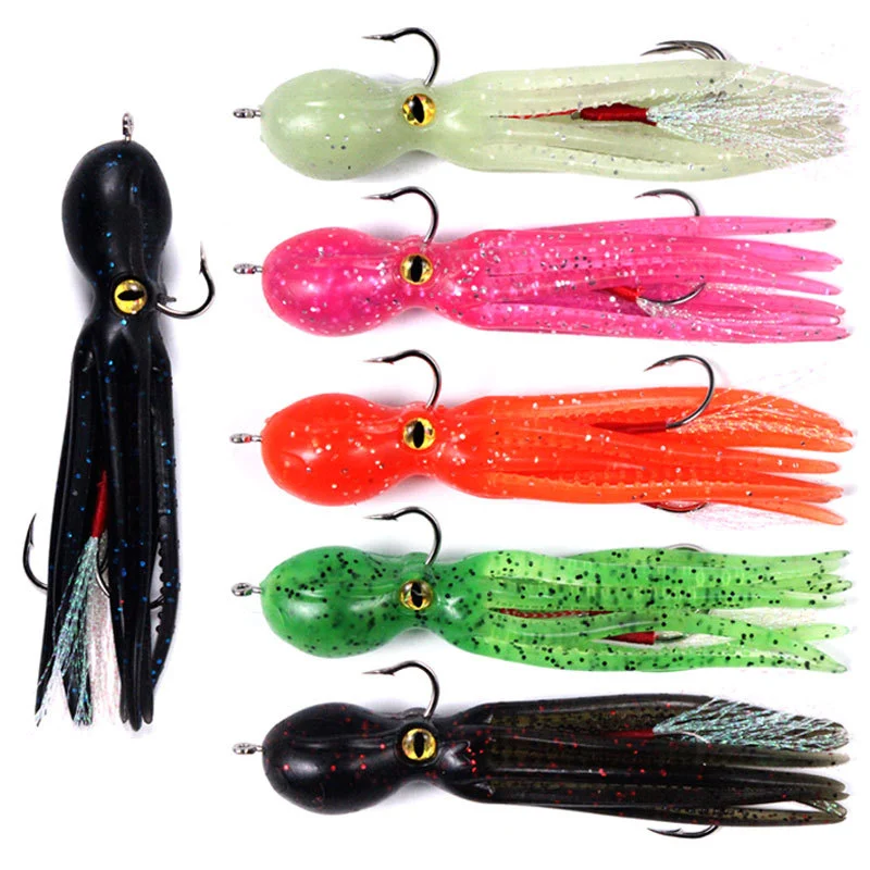 Package Lead Fishing Lure 21g11cm Long Tail Soft Octopus Artificial Silicone Soft Bait