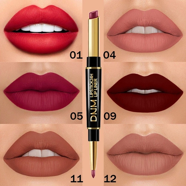 Double head Lipstick & Lip Liner Brand DNM Do not fade multi-function pearl matte lipstick pen waterproof long-lasting lip makeup