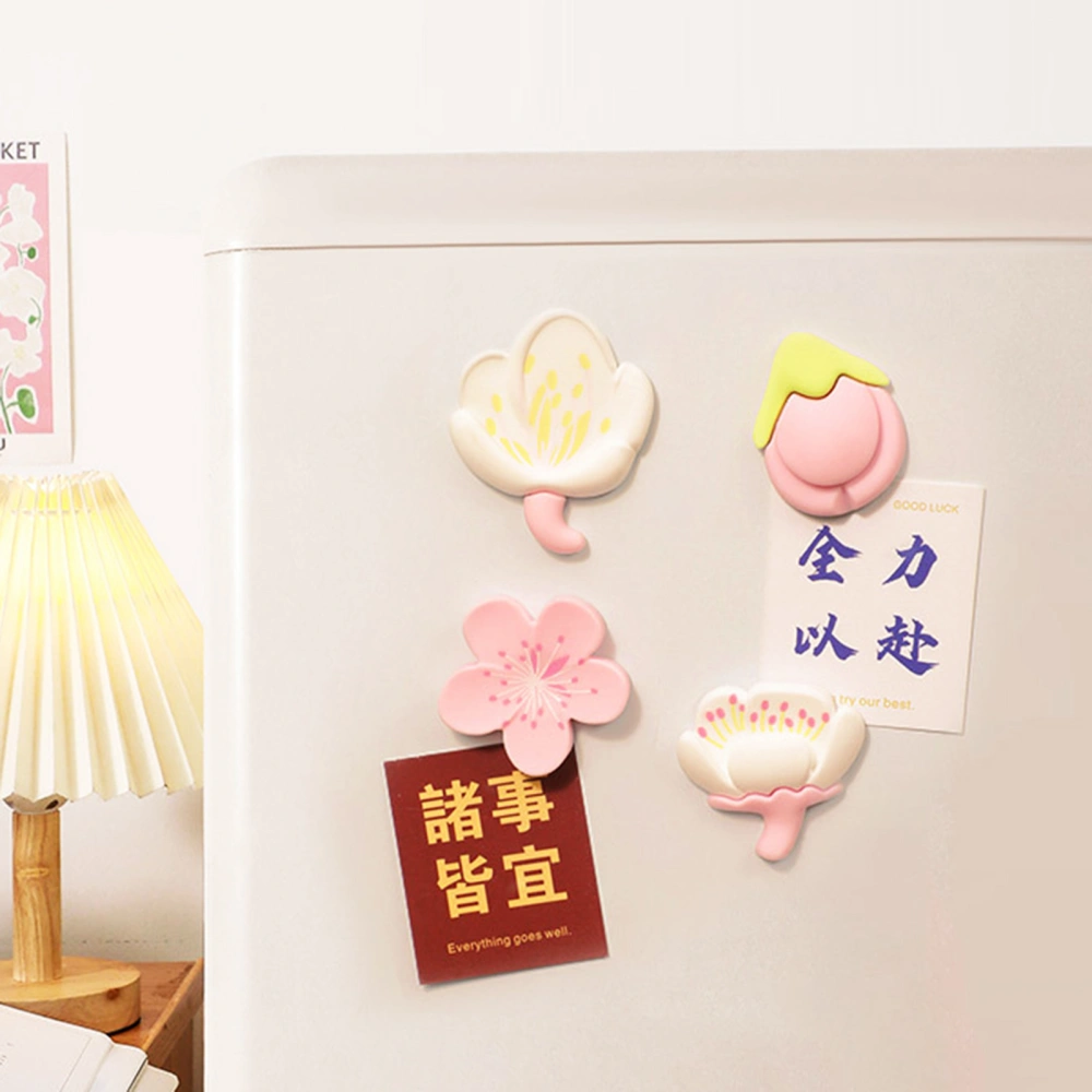 8Pcs 3D Flower Refrigerator Magnet Refreshing Pastoralism Style Solid Resin Reusable Floral Fridge Magnet Home Decoration Supplies