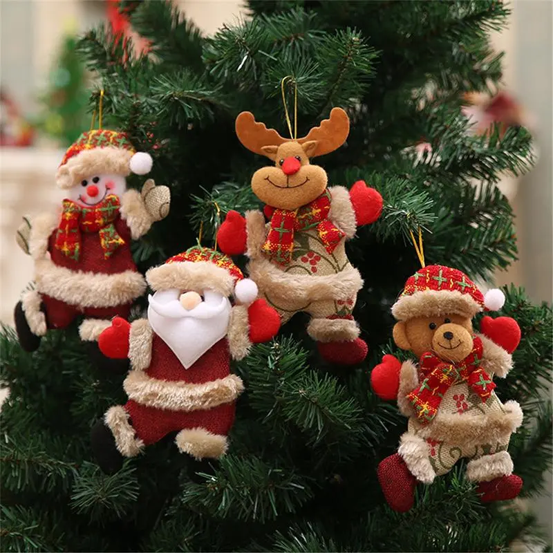 Christmas Decoration Santa Elk Bear Snowmen Doll Small Hanging Pieces Christmas Tree Accessories Hanging Gifts