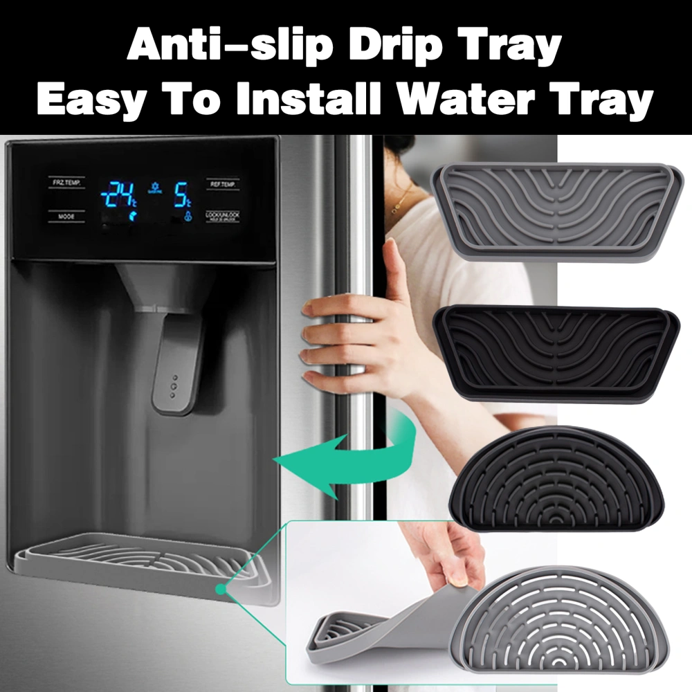 2Pcs Water Dispenser Tray Easy Install Recess Design Anti-Slip Spill-proof Silicone Plate Drip Catcher Tray 