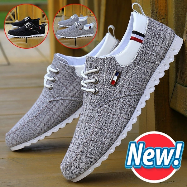 Men's Fashion Breathable Casual Shoes Comfortable Flat Canvas Shoes Soft Slip-on Loafers