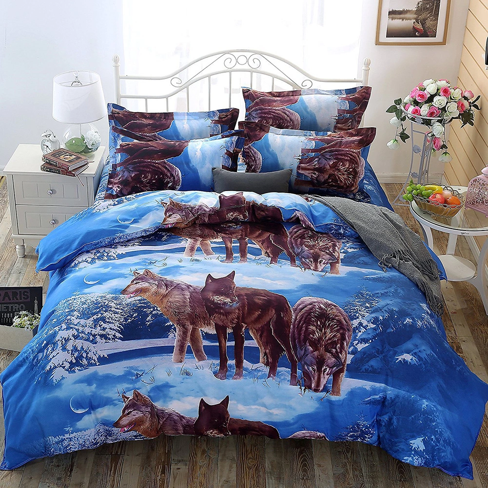 3D Wolf Twin Queen King Bed Quilt Duvet Cover Pillow Case Bedroom Bedding Set