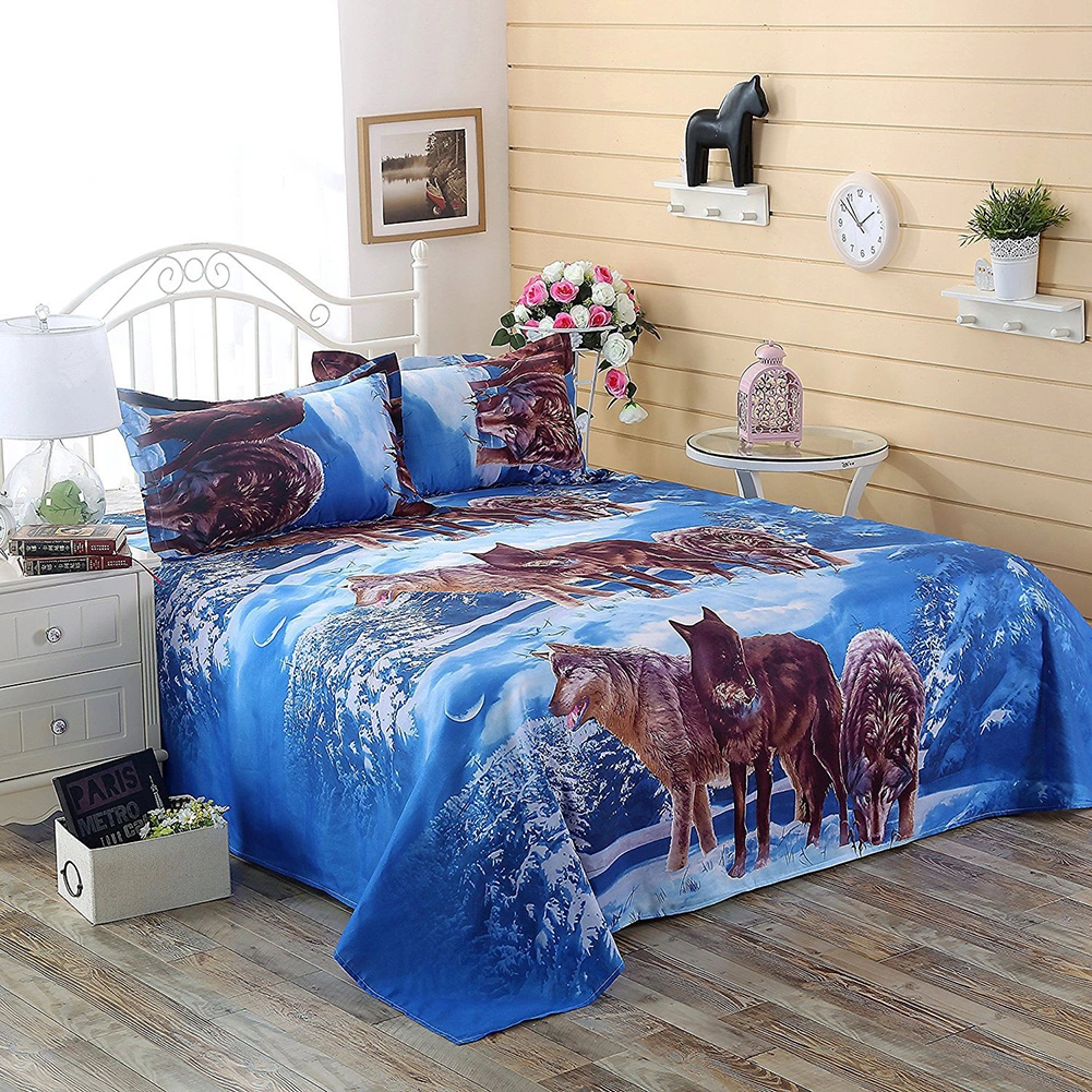 3D Wolf Twin Queen King Bed Quilt Duvet Cover Pillow Case Bedroom Bedding Set