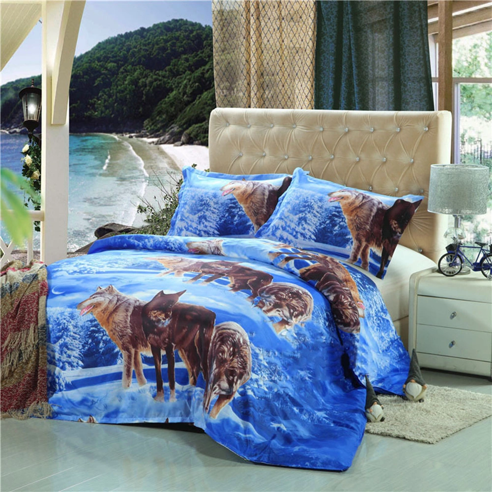3D Wolf Twin Queen King Bed Quilt Duvet Cover Pillow Case Bedroom Bedding Set