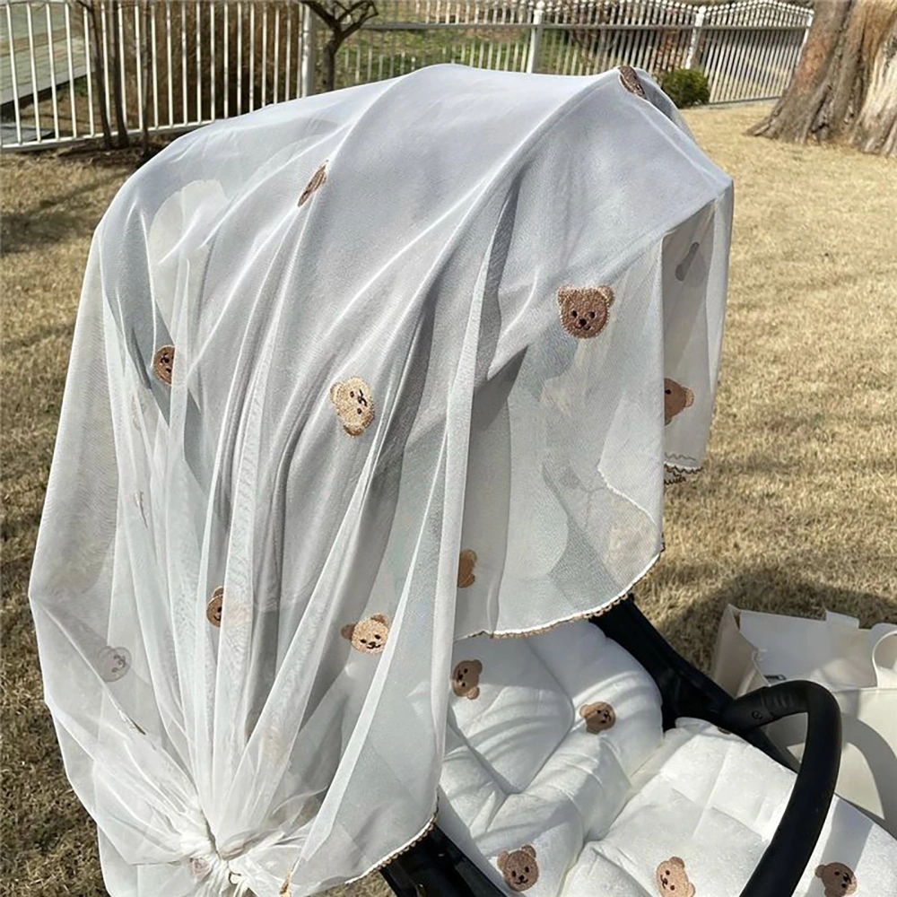 Mosquito Net Embroidered Anti-mosquito Fine Mesh Convenient Breathable Stroller Net Cover for Daily Use 