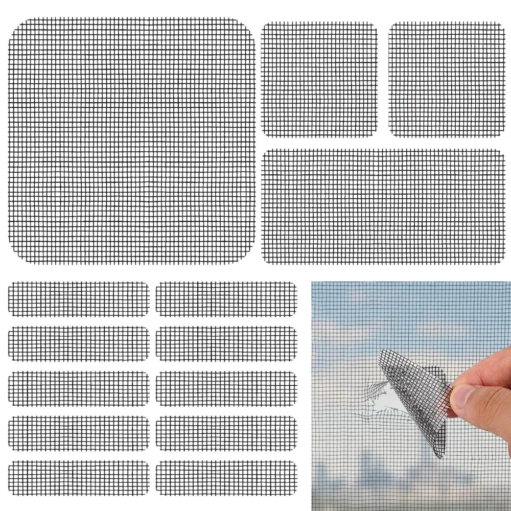 30 Sheets Easy Fix Window Screen Repair Patches Self Adhesive Strong Tool-Free Installation Fiberglass Tape for Door Tent 