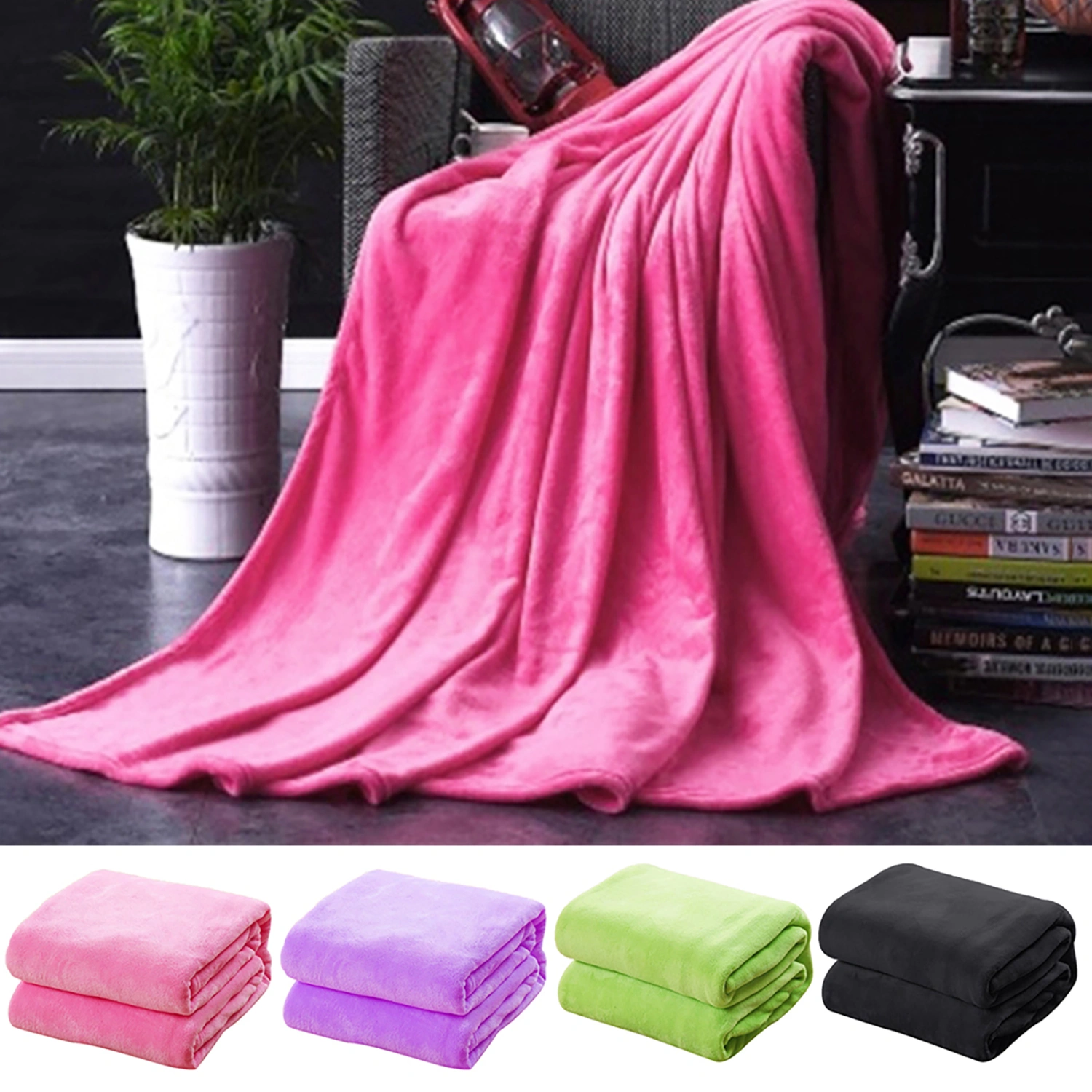 Soft Solid Color Warm Blanket Home Living Room Bedspread Cover Rug Sofa Decor