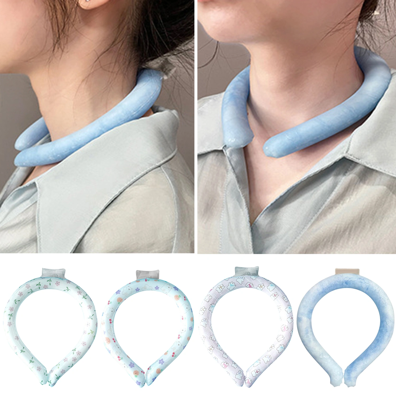 Summer Ice Ring Cartoon Wearable Neck Cooler Cooling Tube Outdoor Heatstroke Prevention Portable Neck Wrap Cold Gel Ice Pack