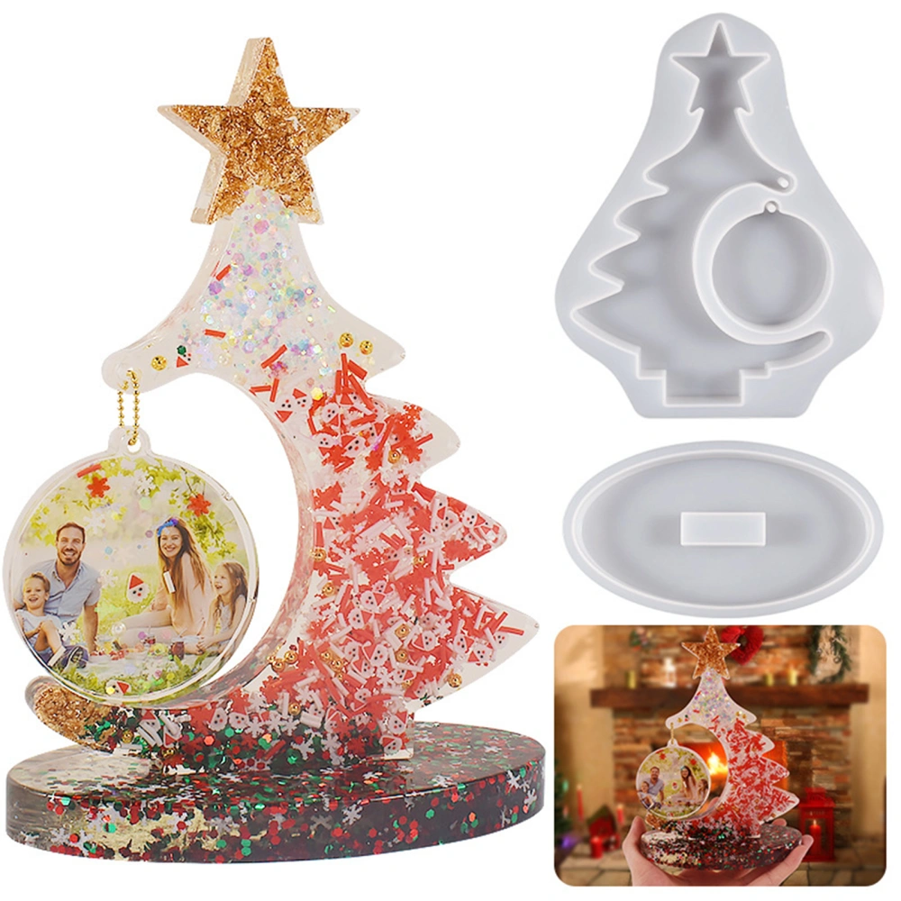 Christmas Tree Photo Frame Mold Handmade Crafts Easy Release Silicone Picture Frame Display Gypsum Resin Epoxy Casting Mold DIY Supplies 