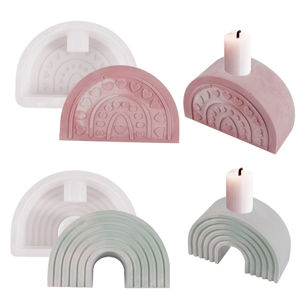 Candle Holder Mold Food Grade BPA Free Non-stick Easy Demolding 3D Rainbow Bridges Silicone Mold Decoration