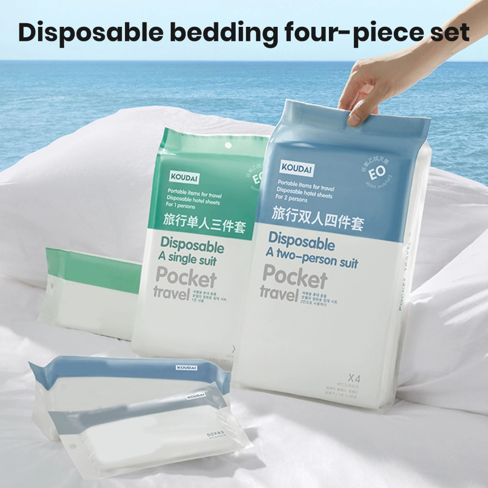 1 Set Disposable Bed Sheet Double Disinfection Disposable Soft No Irritation Pocket Size Dustproof White Business Trip Hotel Disposable Pillow Cover Bedding Supplies