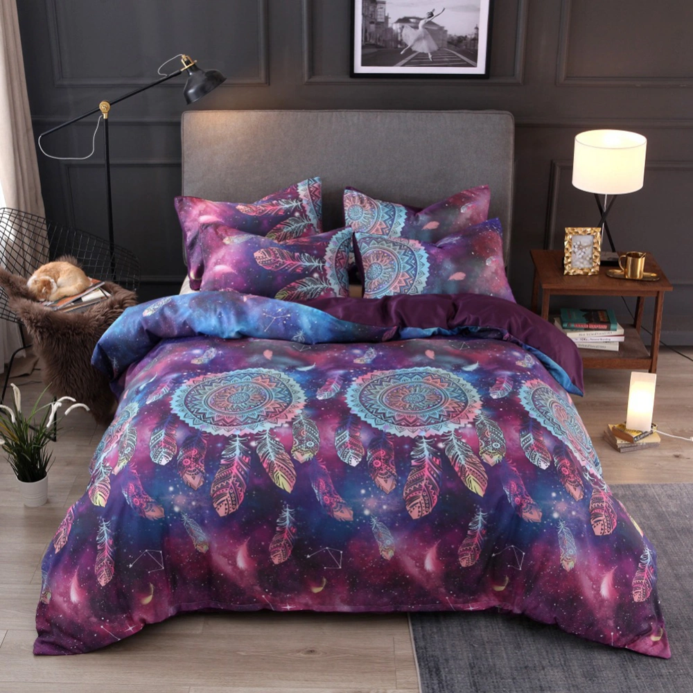 2/3Pcs 3D Floral Print Zipper Closure Soft Breathable Smooth Duvet Pillow Cover