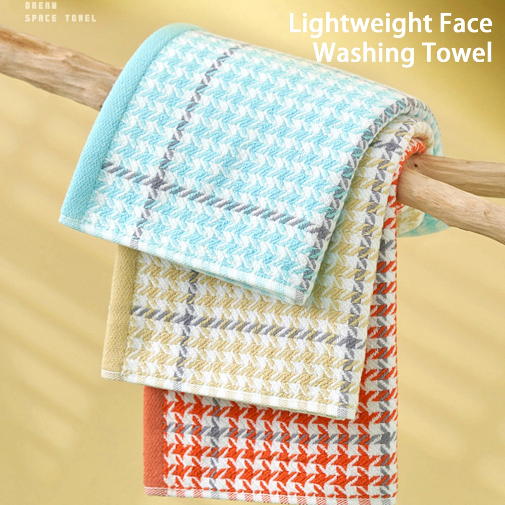 Face Washing Towel Contrast Color Thicken Great Water Absorption Non-Stick Colorfast Bathing Anti-allergy Grids Dorm Face Cleaning Towel for Travel