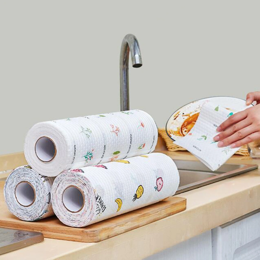 1 Roll Kitchen Disposable Non-woven Towel Wet Dry Use Cleaning Rag Dish Cloth