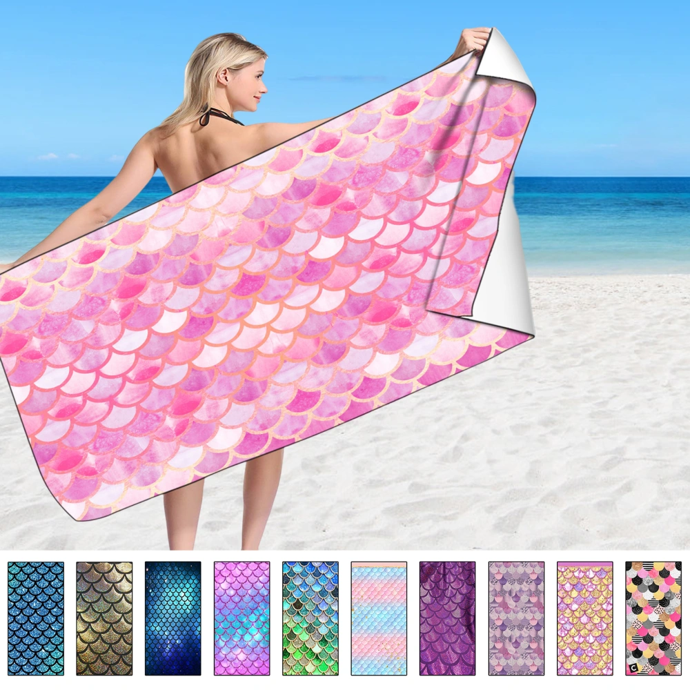 Bright Colors Mermaid Pattern Strong Water Absorption Beach Towel Swimming Sport Oversized Bath Blanket Beach Accessories