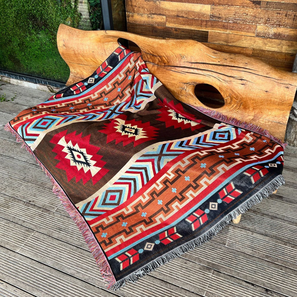 Camping Blanket with Tassels Ethnic Style Bohemian Outdoor Tent Picnic Indoor Sofa Bed Couch Fringed Nap Blanket Traveling Supplies 