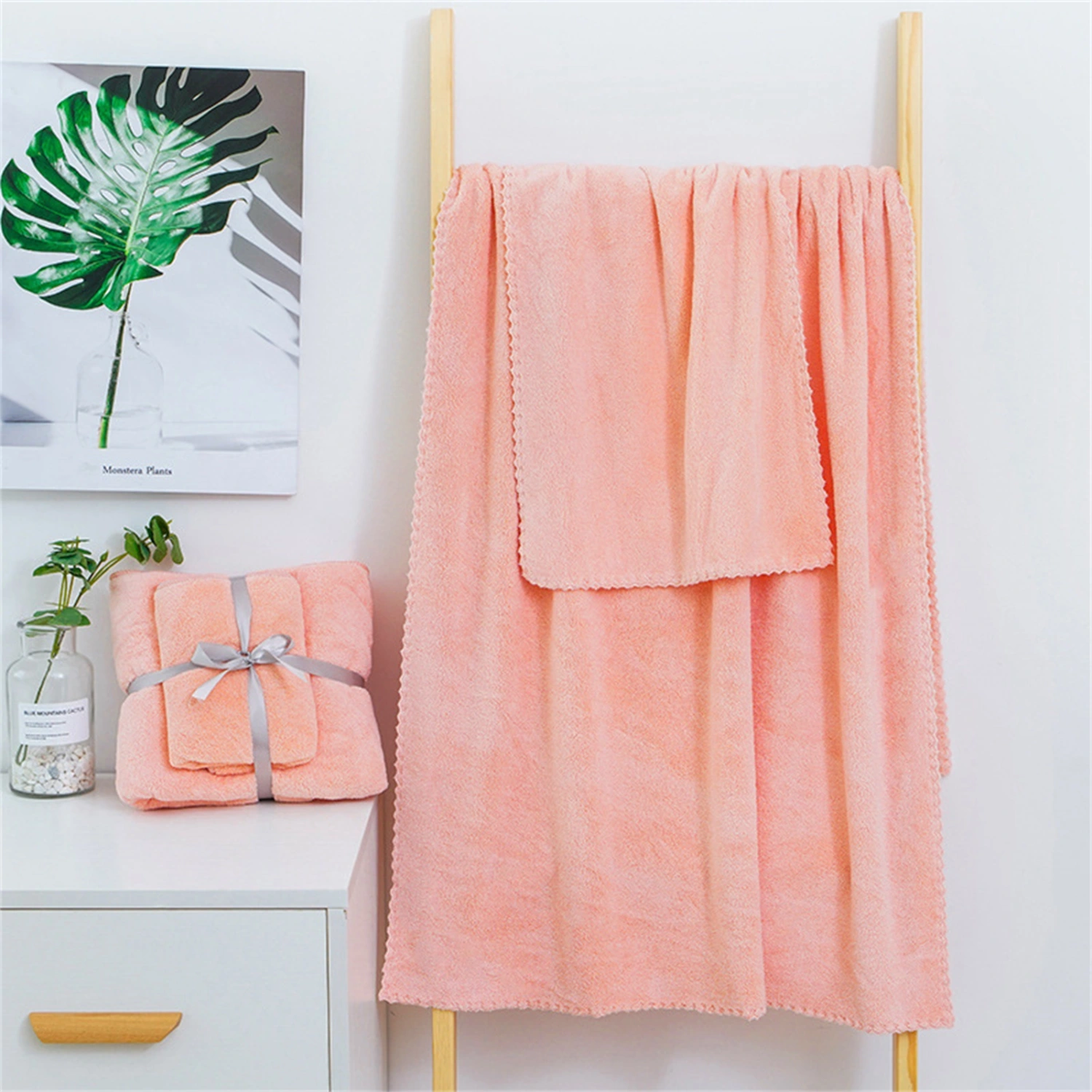 Bath Towel Fluffy Quick-drying Soft Texture Comfort Kids Shower Coral Fleece Towel Washroom Supplies
