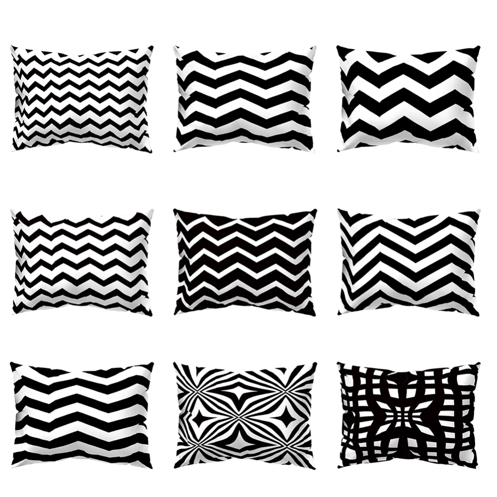 Black White Geometric Design Throw Pillow Case Cushion Cover Home Sofa Car Decor