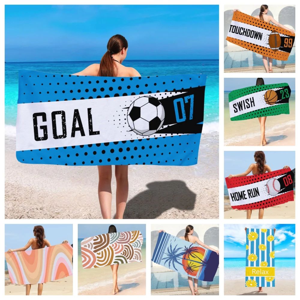 Beach Towel Soft Comfortable Strong Water Absorption Cartoon Print Sport Swimming Blanket Outdoor Supply