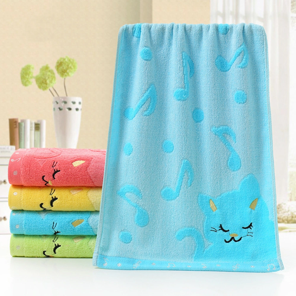 Kids Towel Soft Water Absorbing Cute Cat Musical Note Children Bath Towel Shower Cloth Gift for Home