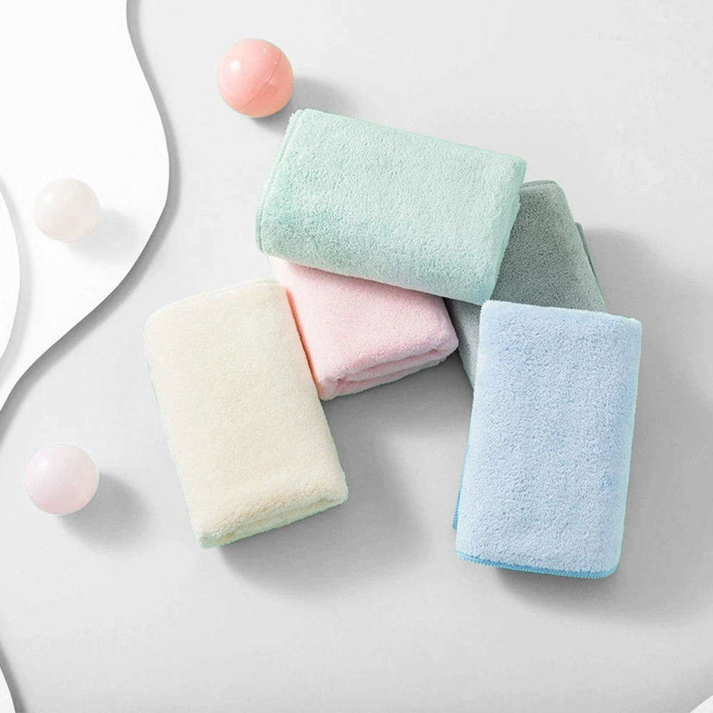 Face Towel Comfortable Soft Fast Water Absorption Solid Color 72x35cm Bathroom Coral Fleece Washcloth Daily Use