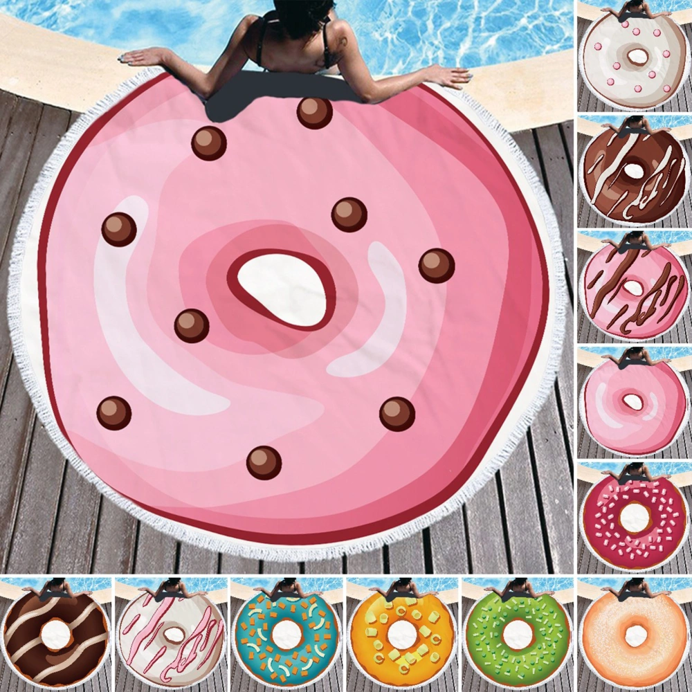 Beach Towel Sand Free Comfortable to Touch Round Doughnut Printed Microfiber Beach Towel for Summer 