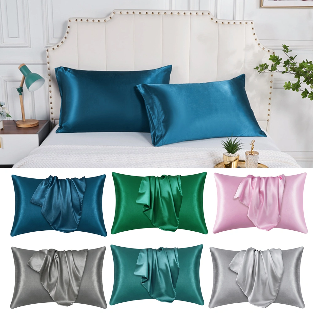 1 Pair Pillow Covers Satin Smooth Comfortable Rectangle Solid Color Decorative Imitation Silk Throw Pillow Cases Home Decor for Living Room