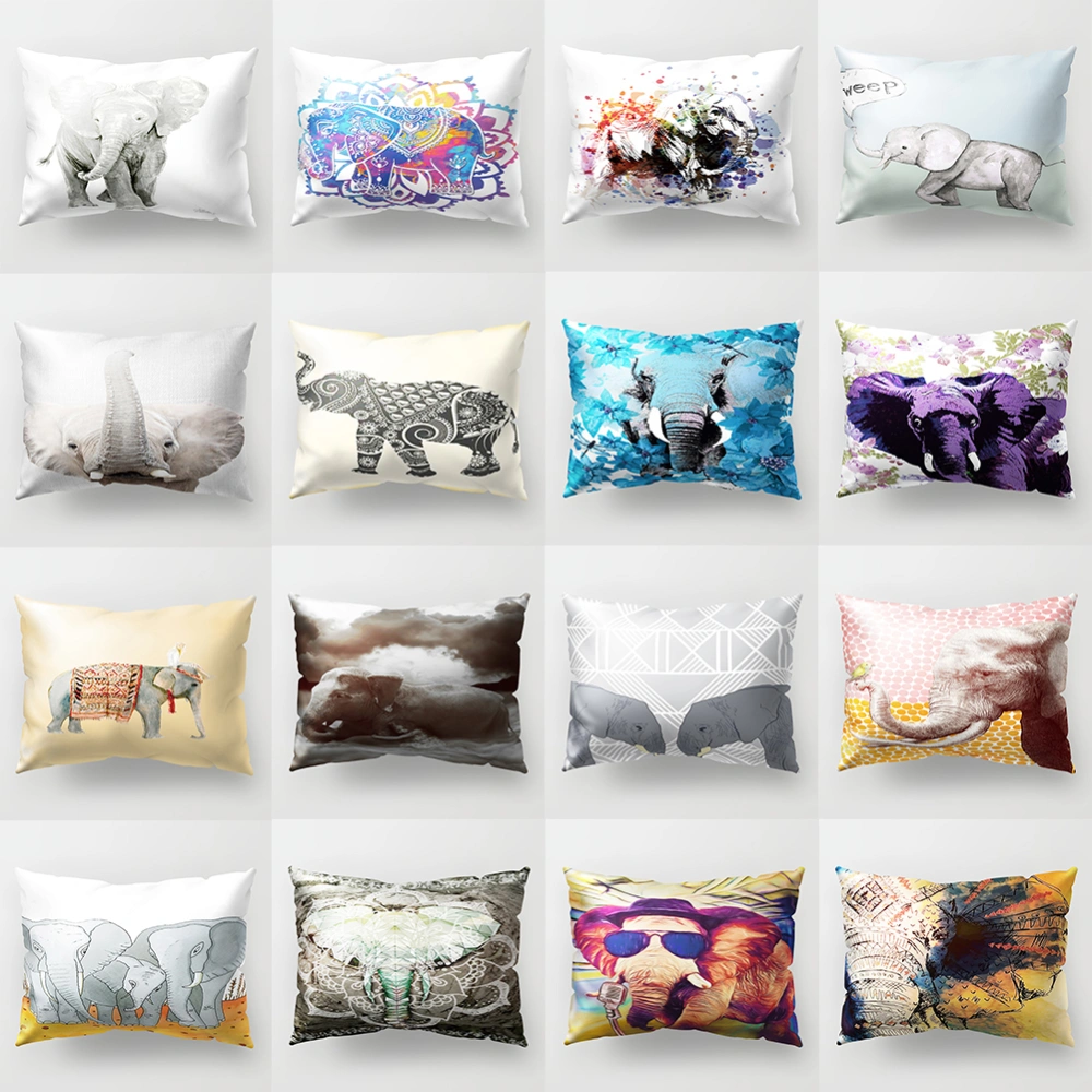 Animal Smart Elephant Throw Pillow Case Sofa Bed Cushion Cover Home Cafe Decor