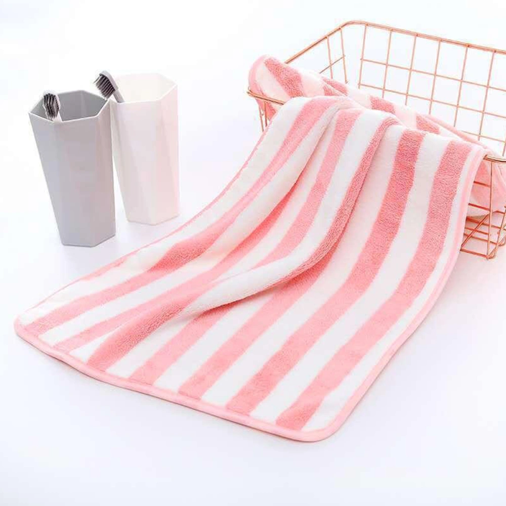 Bath Towel Super Soft Wide Striped Non-Fading Highly Absorbent Ultra-Thick Absorb Water Coral Velvet Thickened Bath Face Towel Washcloth Home Supplies