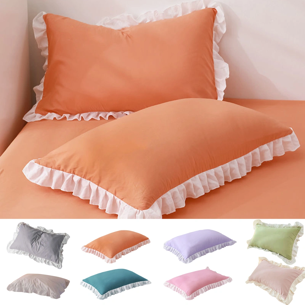 Pillow Case Washable Tear Resistant Breathable Non-fading Princess Style Lace Trim Ruffle Pillow Cushion Home Supply