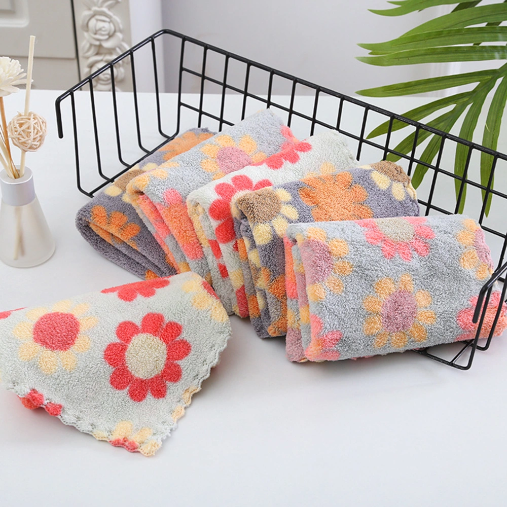 4Pcs Hand Towel No Shedding Coral Fleece Super Absorbent Sun Pattern Cleaning Cloth Daily Use