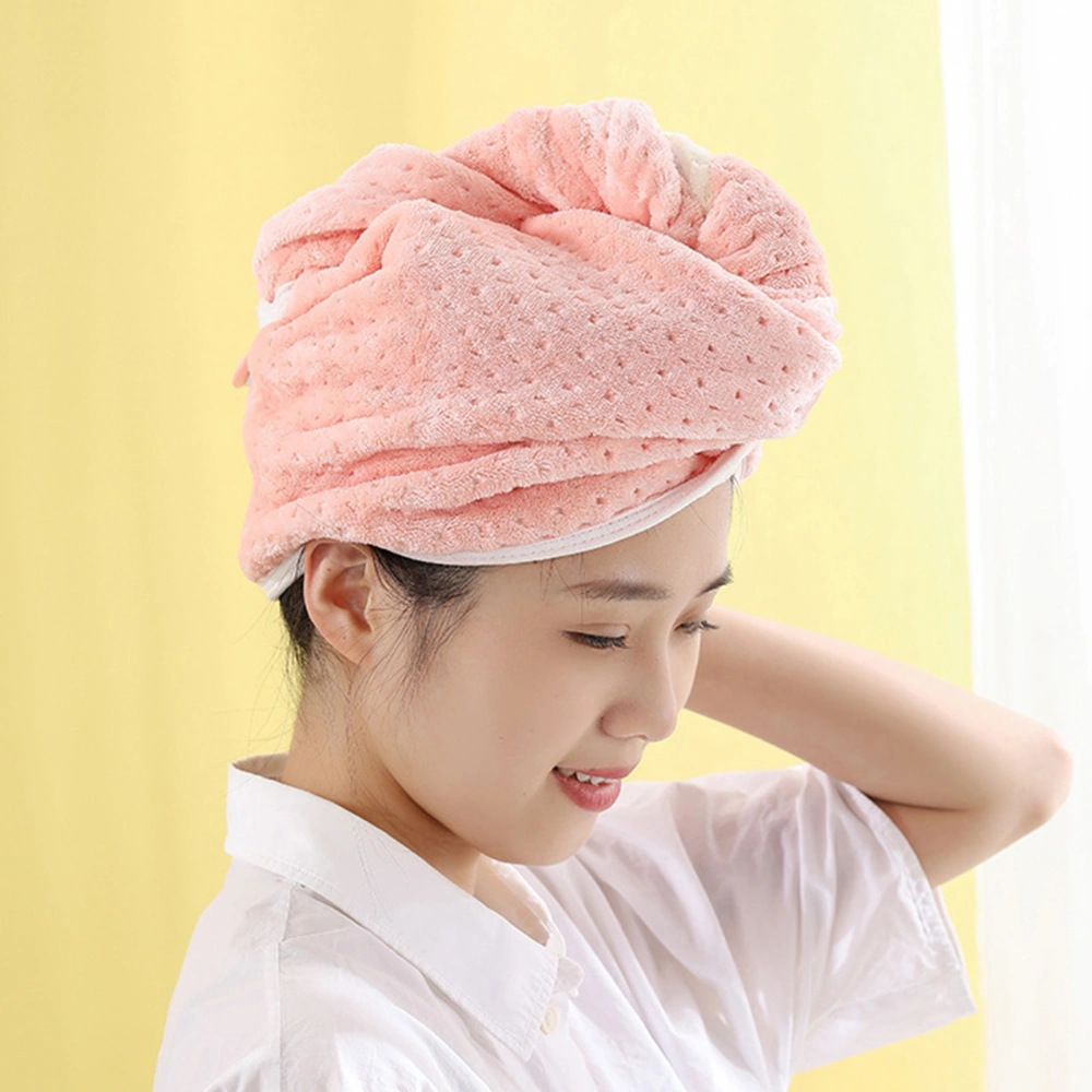 Women Hair Drying Hat Water Absorption Quick-dry Hair Towel Caps Double Layer Thickened Coral Fleece Bath Hat Solid Bathroom Hair Dry Caps