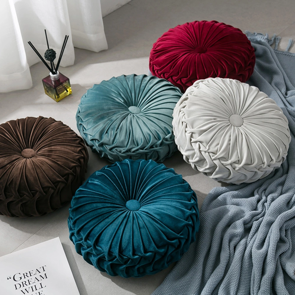 35cm Pleated Round Shape Floor Waist Cushion Throw Pillow Home Bed Sofa Decor