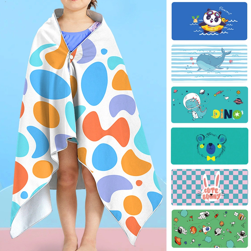 Kids Beach Towels Fast Absorbent Vibrant Designs Quick-drying Portable Buckle Shawl Swimming Beach Towel